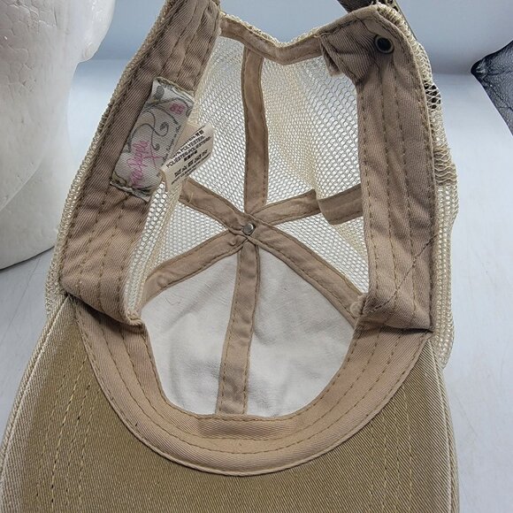 Free People Distressed Beige Trucker Hat Adjustable Casual Going Out Comfort - Picture 7 of 9